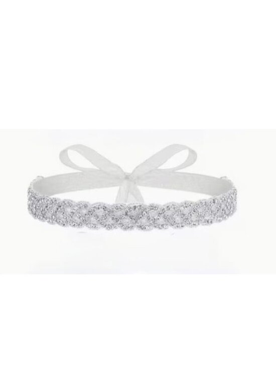 White Organza Ribbon Rhinestone Bridal Belt
